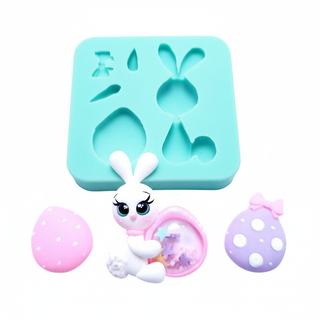 Easter Bunny Holding Egg Multi-Project Silicone Mold MS237 for Crafts
