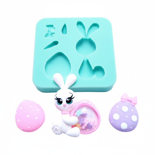 Easter Bunny Holding Egg Multi-Project Silicone Mold MS237 for Crafts