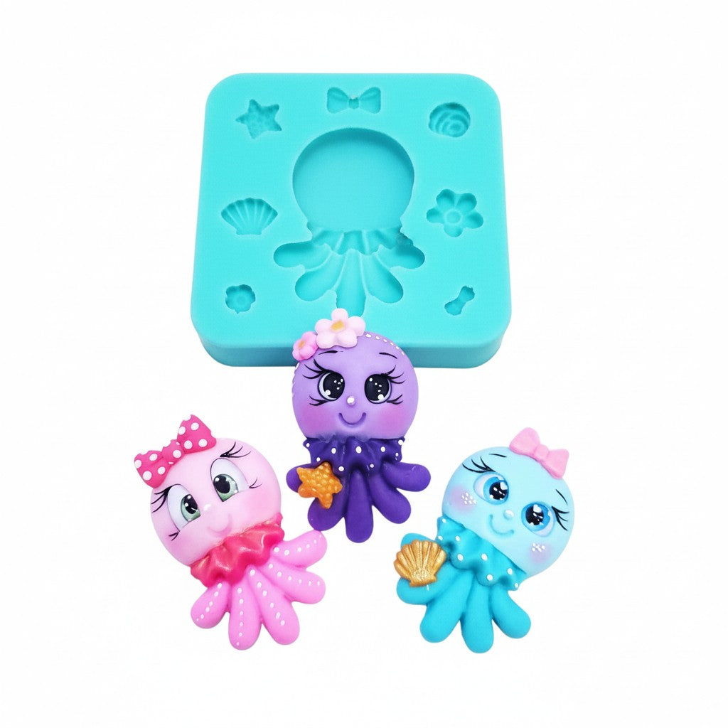 Cute Jellyfish Silicone Mold for Fondant Resin Clay Jewelry Crafts