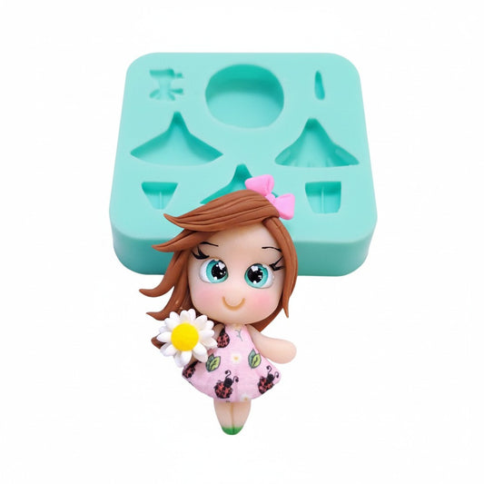 Doll Full Body and Dress Multi Project Silicone Mold for Crafts MS262