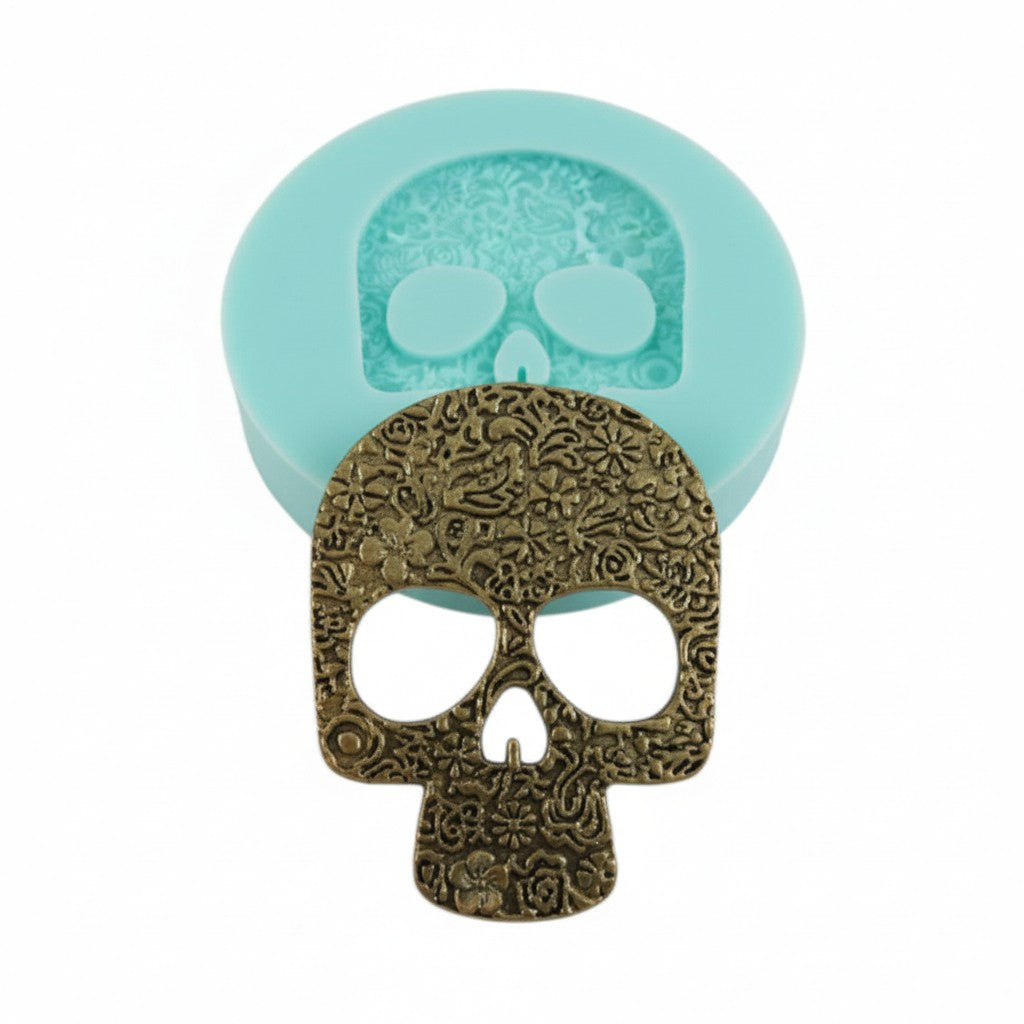 Floral Skull Silicone Mold for Resin, Fondant, Clay, Jewelry Making