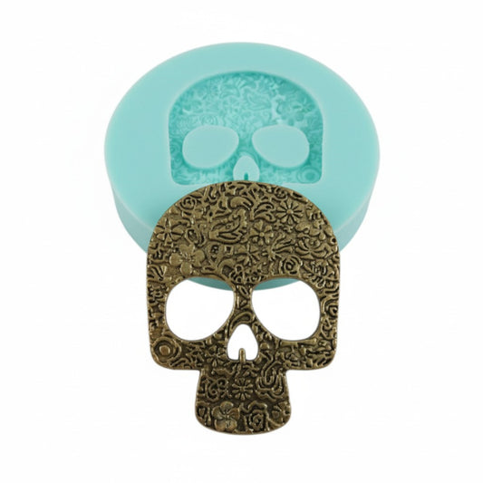 Floral Skull Silicone Mold for Resin, Fondant, Clay, Jewelry Making
