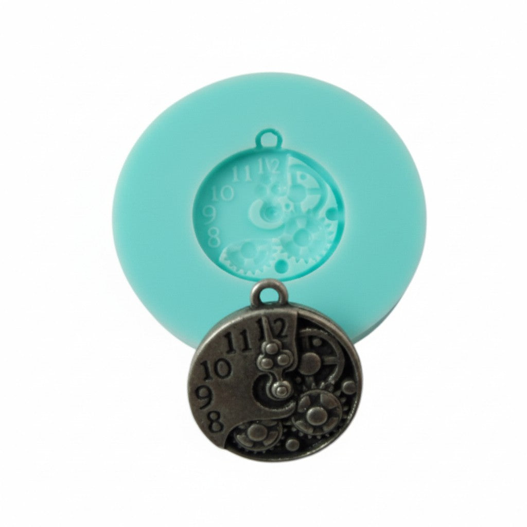 Steampunk Clock Silicone Mold for Resin, Fondant, Polymer Clay and Jewelry Making