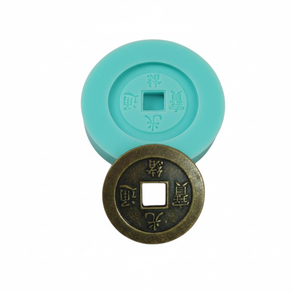 Chinese Coin Silicone Mold for Resin, Fondant, Chocolate, Polymer Clay Miniatures