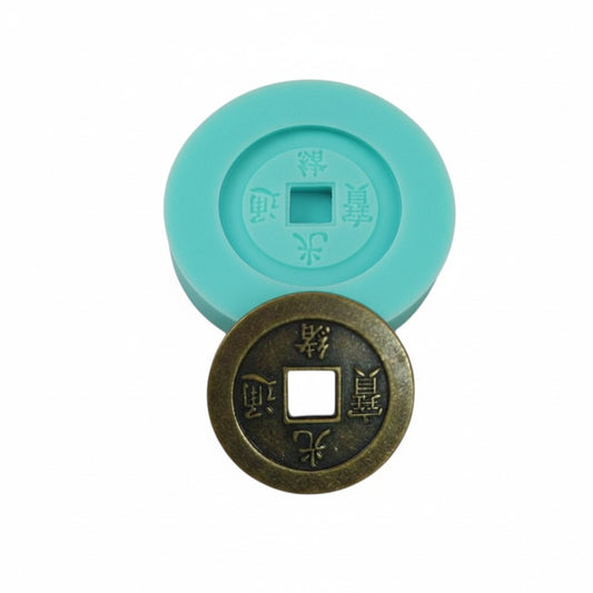 Chinese Coin Silicone Mold for Resin, Fondant, Chocolate, Polymer Clay Miniatures