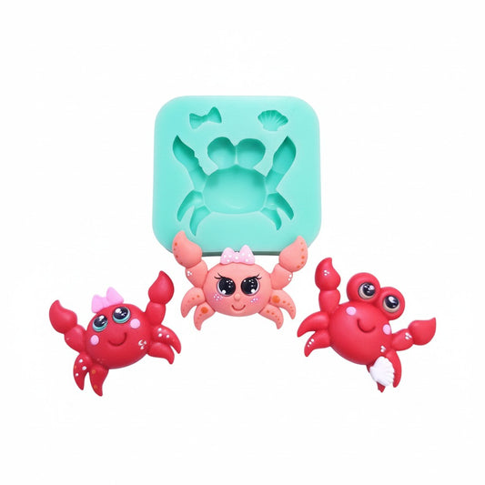 Cute Crab Silicone Mold for Fondant, Resin, Clay, Miniatures and Cupcake Decor