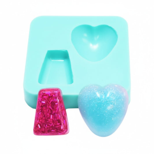 Heart & Gem Silicone Mold for Resin, Fondant, Clay, Jewelry Making