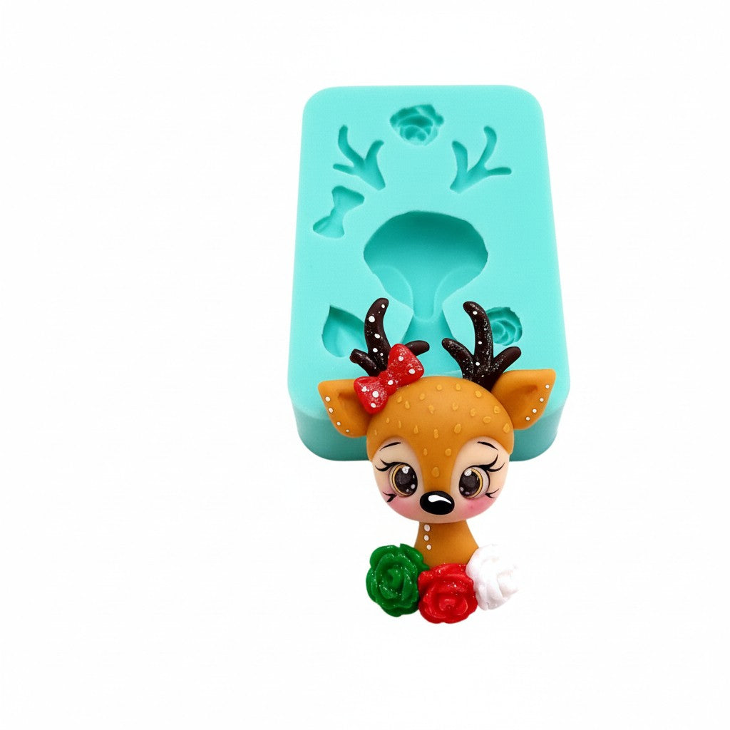 Cute Reindeer Multi-Project Silicone Mold for Cake, Resin, Clay Crafts MS455