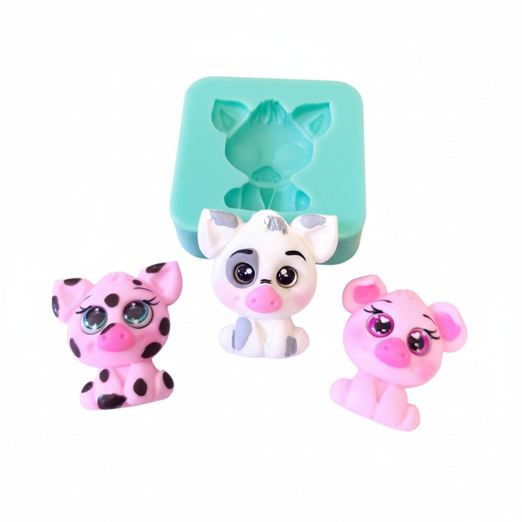 Cute Pig Multi Project Silicone Mold MS470 for Cake Fondant Resin Miniatures