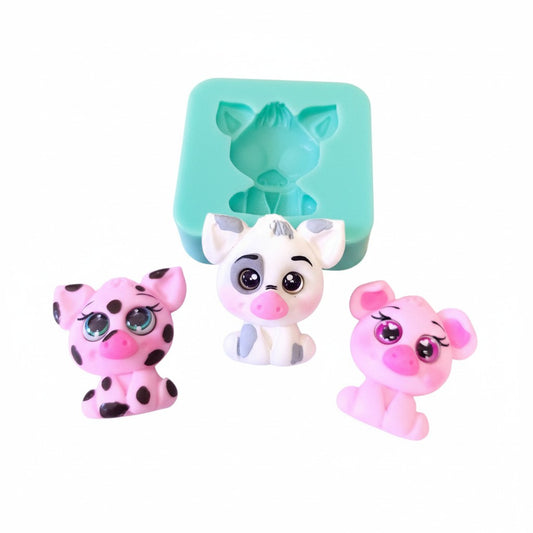 Cute Pig Multi Project Silicone Mold MS470 for Cake Fondant Resin Miniatures