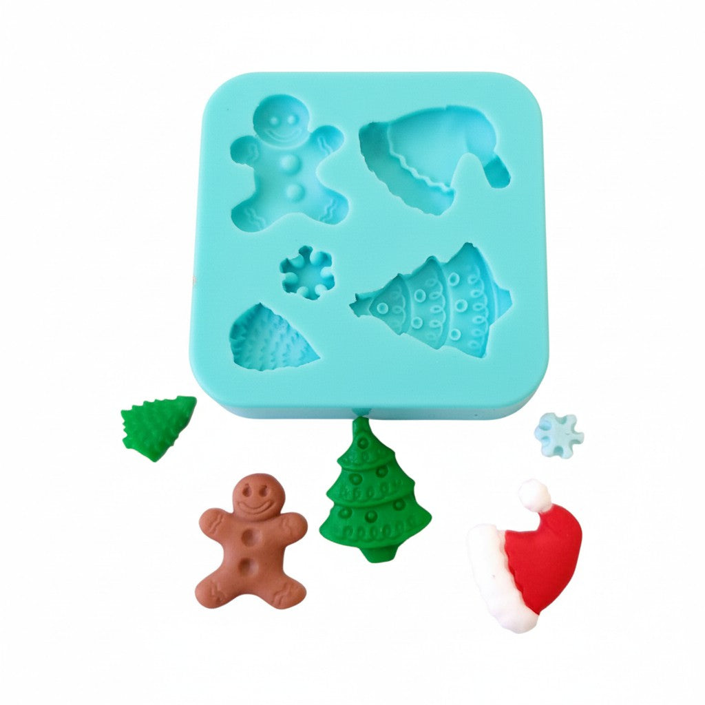 Christmas Hat Gingerbread Man Mini Silicone Mold for Fondant Resin MS473