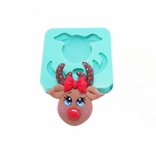 Cute Reindeer Silicone Mold for Fondant Resin Clay Miniatures Christmas Crafts