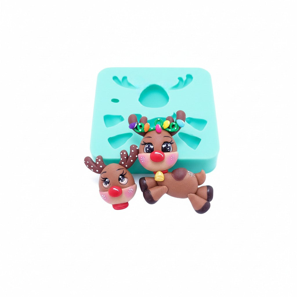 Jumping Reindeer Multi-Project Silicone Mold for Fondant Resin Clay Miniatures Crafts MS512