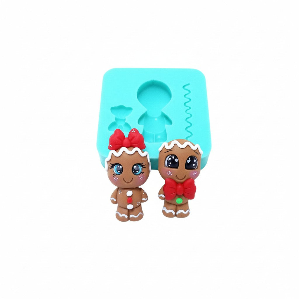 Gingerbread Boy Girl Multi-Project Silicone Mold for Fondant Resin Clay Crafts