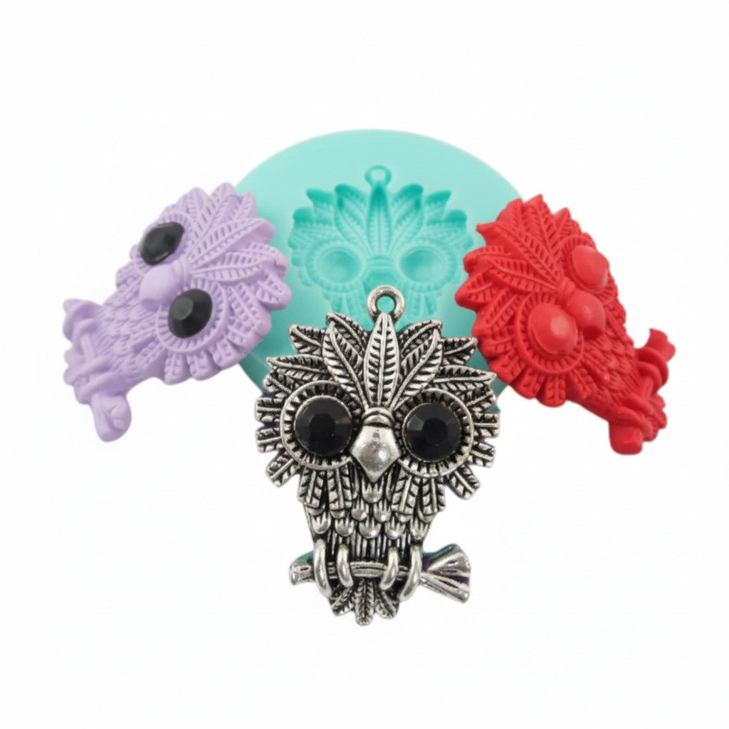 Cute Owl Pendant Silicone Mold MS546 for Resin Clay Fondant Jewelry Crafts