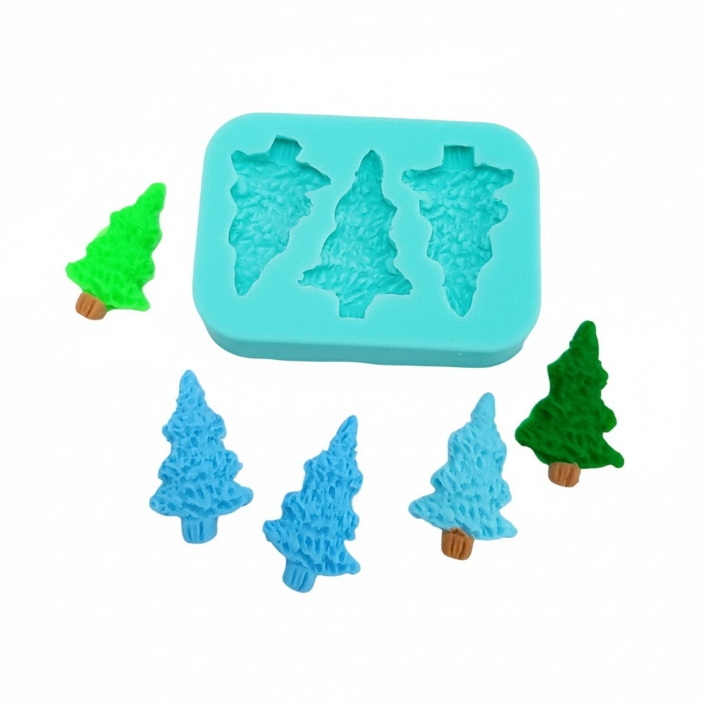 Mini Christmas Tree Silicone Mold for Resin Clay Fondant Cake Decorations