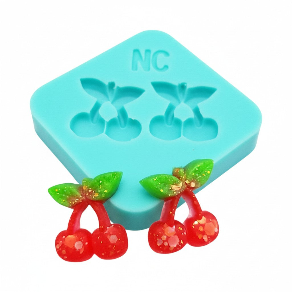 Mini Cherry Silicone Mold for Earrings Resin Clay Fondant Miniatures