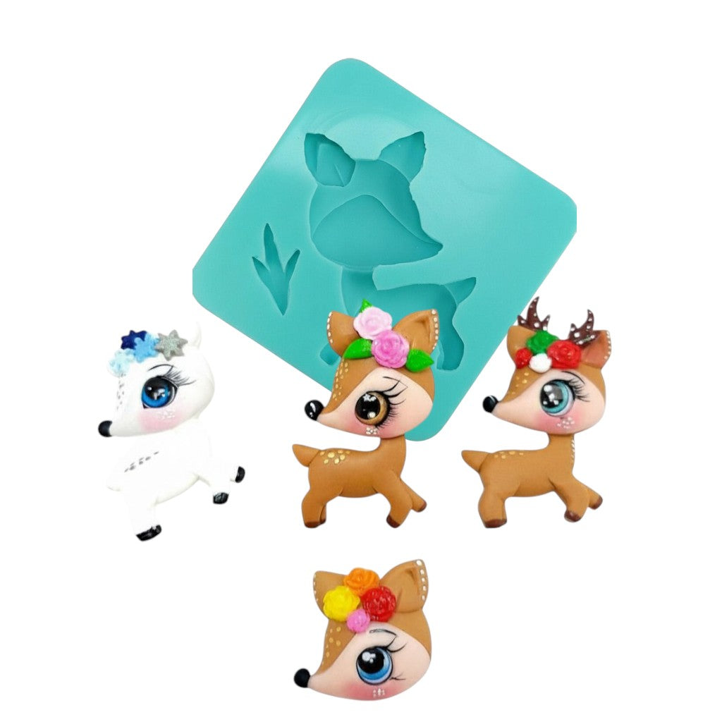 Cute Reindeer Silicone Mold for Cake Toppers Resin and Clay