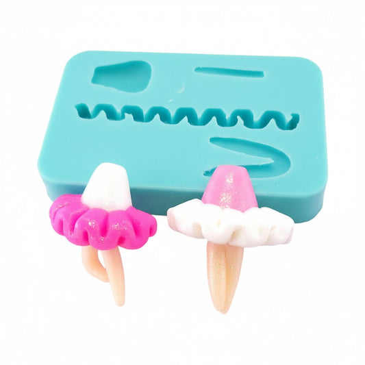 Ballerina Tutu Torso Legs Multi-Project Silicone Mold for Cake Resin Clay MS653