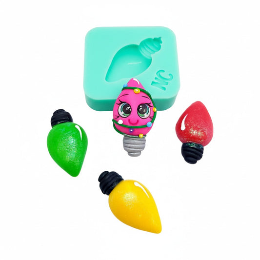 Christmas Light Bulb Silicone Mold for Resin Clay Fondant Mini Crafts