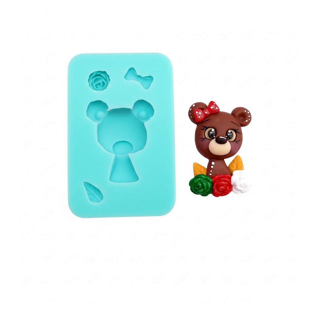 Cute Bear Multi-Project Silicone Mold for Crafts, Fondant, Resin, Clay MS706