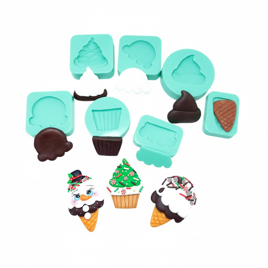 Cupcakes Ice Cream Cone Sweet Silicone Mold Bundle 7 | Multi-Project MS763