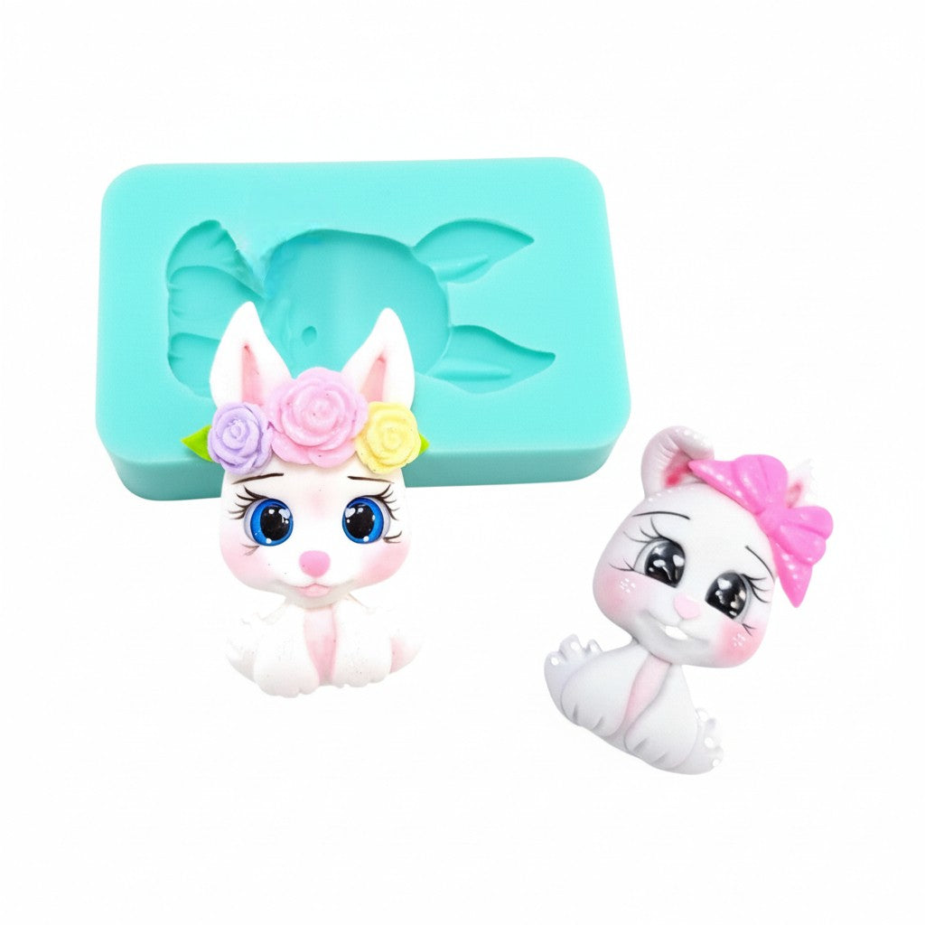 Cute Bunny Rabbit Silicone Mold for Cupcakes Miniatures and Resin Crafts