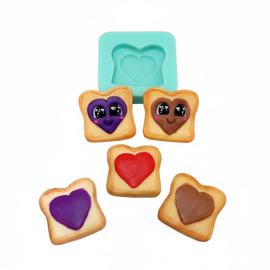 PBJ Heart Toast Multi Project Silicone Mold MS778 for Cake Resin Clay Crafts