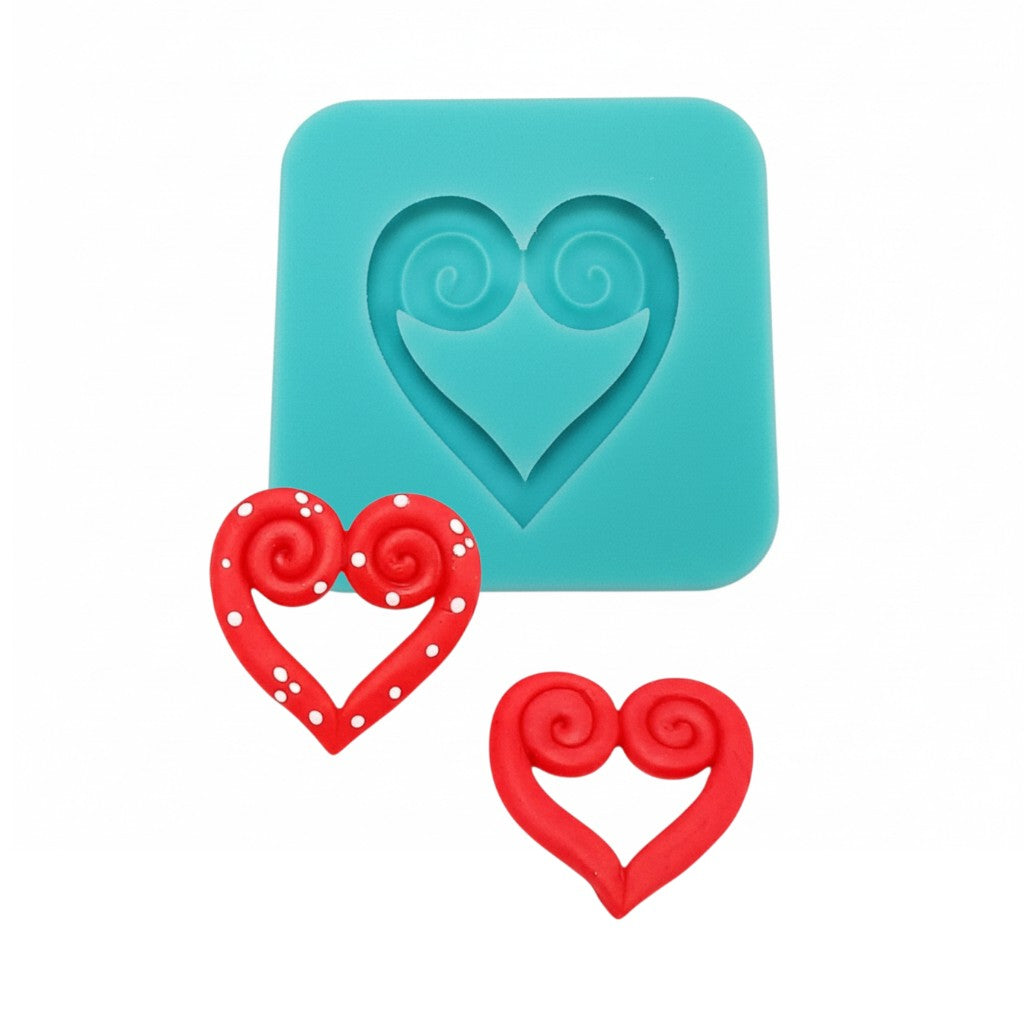 Swirl Heart Silicone Mold for Resin Clay Fondant Cupcake Miniature Crafts