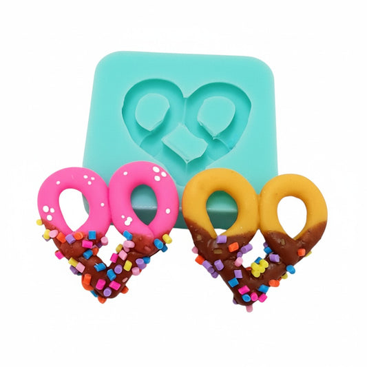 Pretzel Heart Silicone Mold for Cakes Resin Clay and Fondant