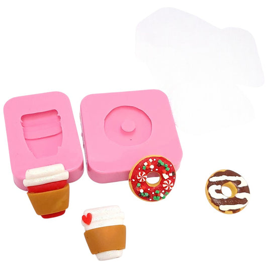 Donuts and Coffee Miniature Silicone Mold Bundle for Cake Resin Clay Crafts