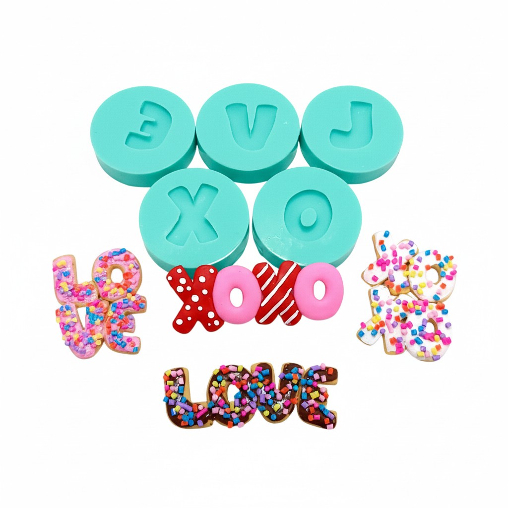 Love XOXO Donut Word Bundle Silicone Mold MS790 for Cake Resin Crafts