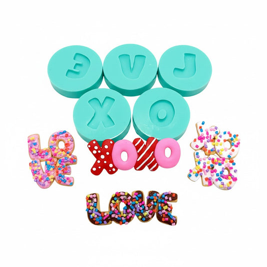 Love XOXO Donut Word Bundle Silicone Mold MS790 for Cake Resin Crafts