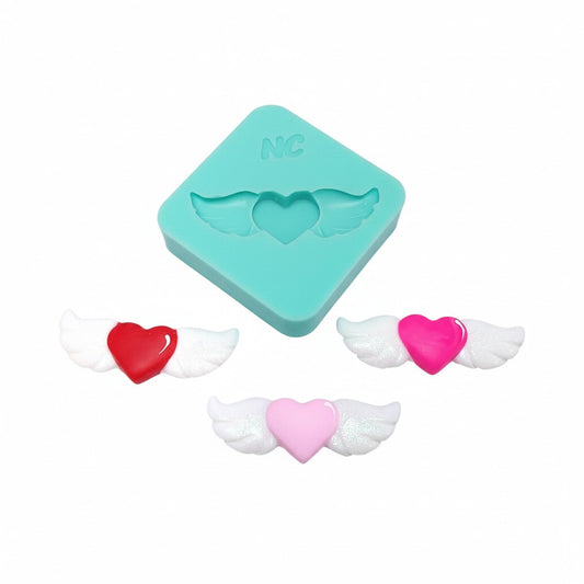 Heart with Wings Silicone Mold for Cake Toppers Resin Clay Jewelry