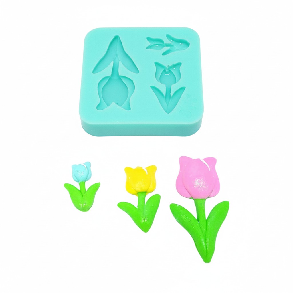Tulip Flowers Silicone Mold Three Sizes for Cake Decorating Resin Clay Fondant Crafts