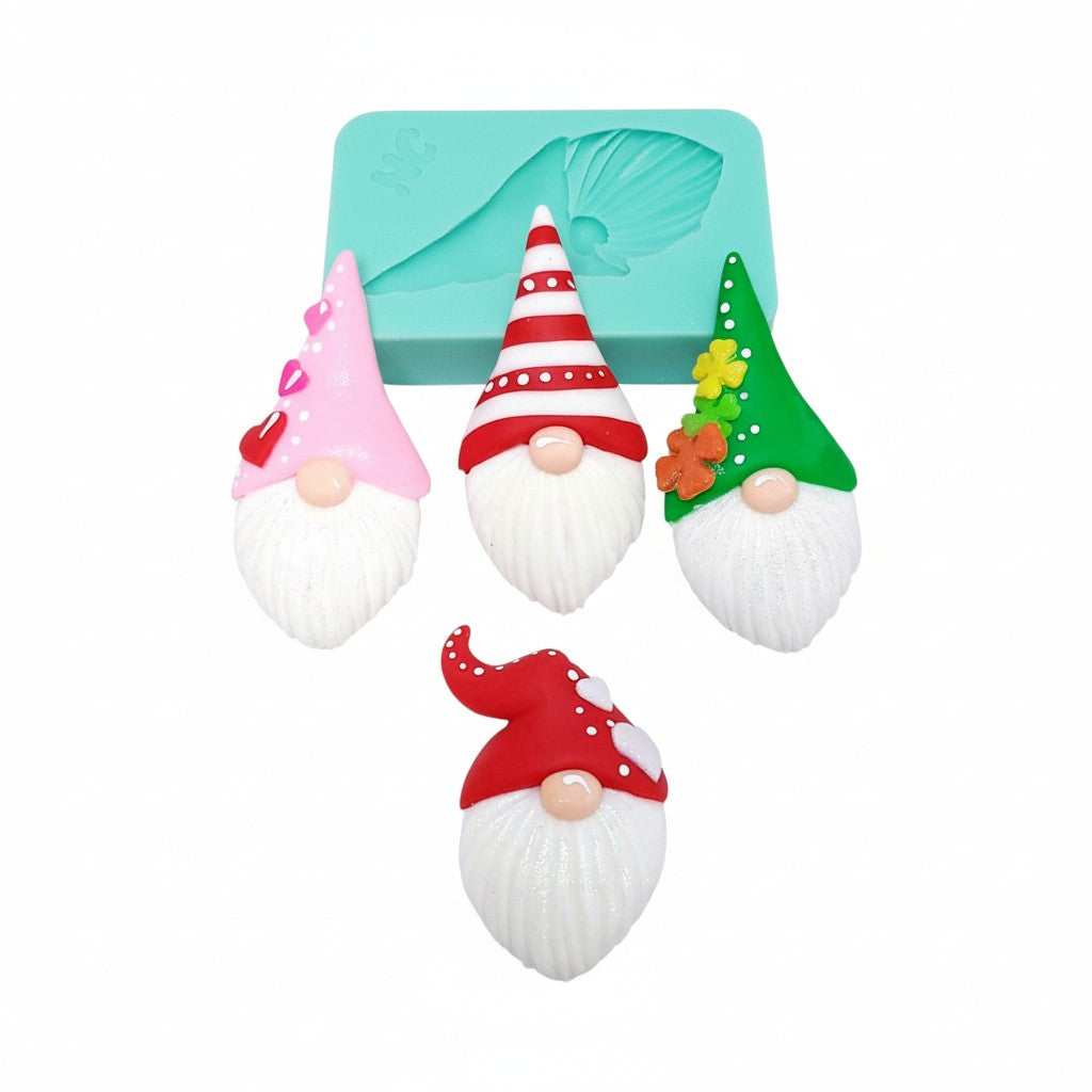 Holiday Gnome Silicone Mold Valentine St Patrick Miniatures for Resin Clay Fondant