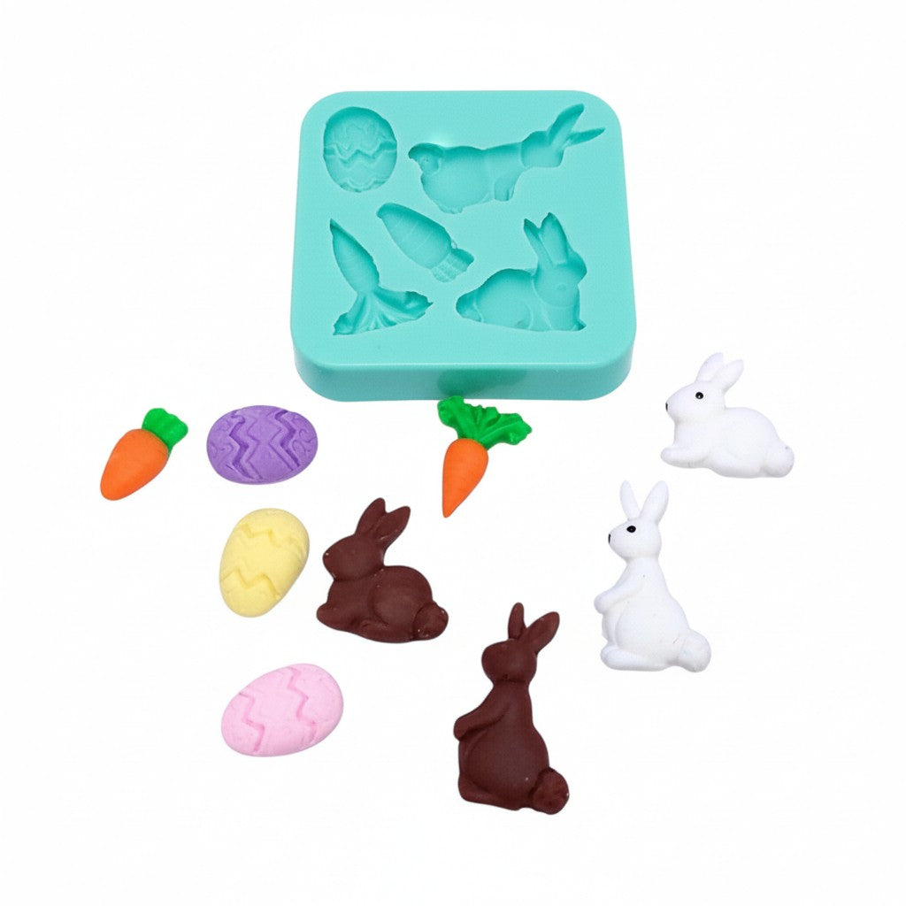 Easter Bunny Carrot Egg Silicone Mold for Cake Resin Clay Miniatures MS805