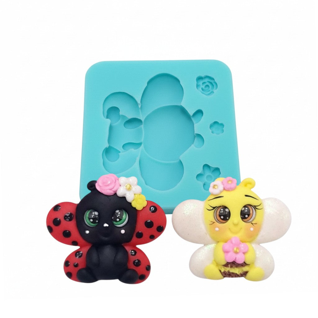 Cute Bee and Ladybug Silicone Mold for Easter Cake Resin Miniatures