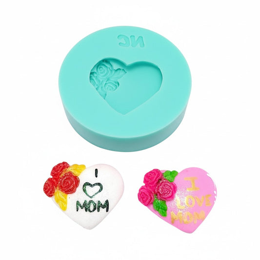 Rose Floral Heart Mothers Day Silicone Mold for Resin Clay Fondant