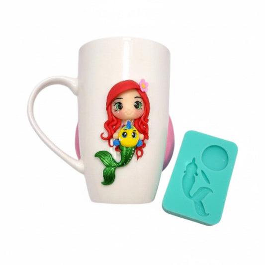 Red Hair Mermaid Multi Project Silicone Mold MS867 for Cake Resin Clay Crafts