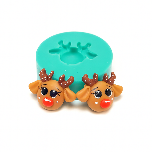 Cute Reindeer Christmas Earrings Charms Silicone Mold for Fondant Resin MS729