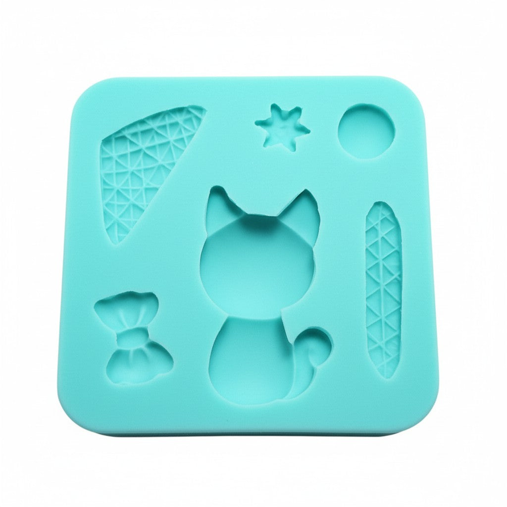 Winter Cat Silicone Mold for Fondant, Resin, Clay, Miniatures, Jewelry Making