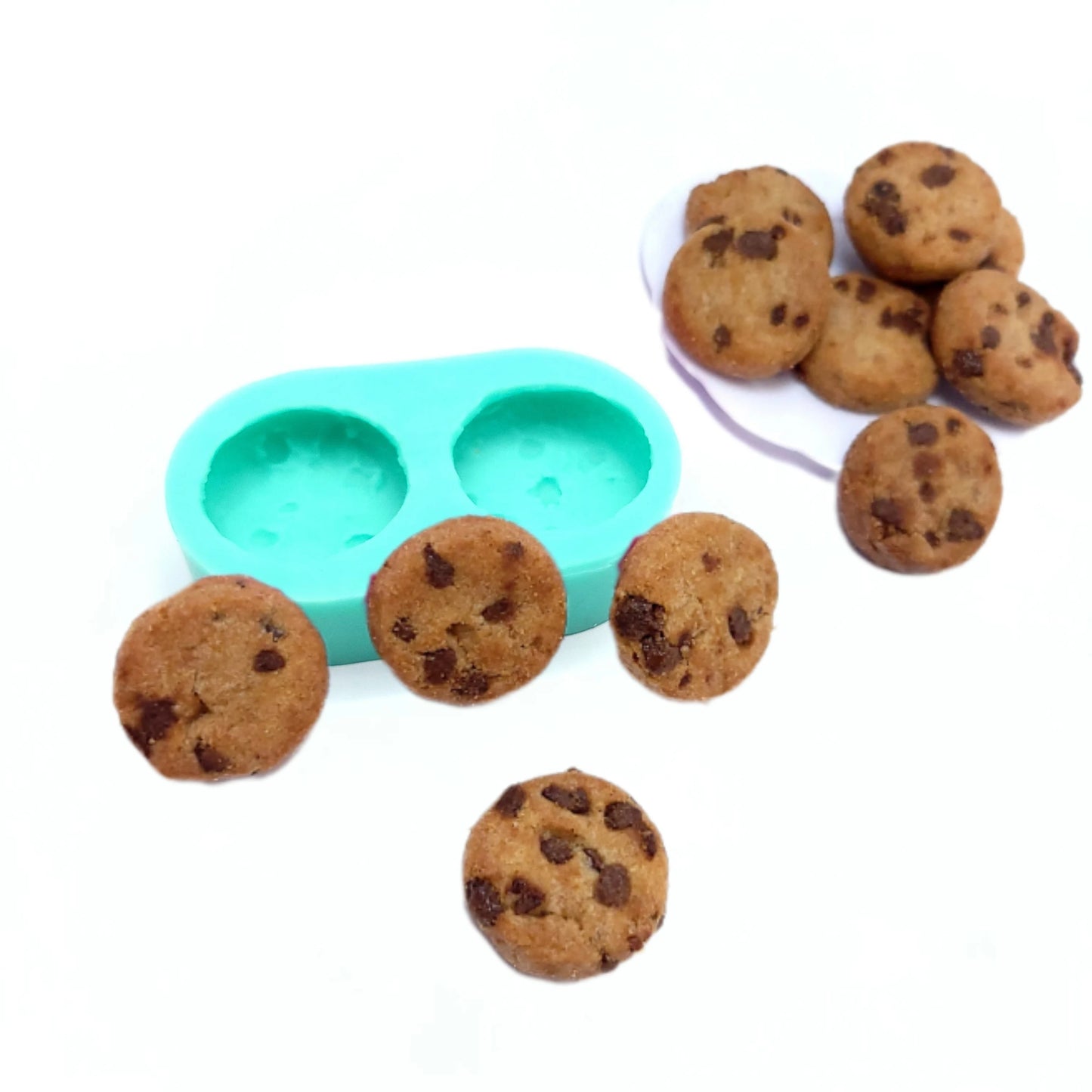 Chocolate chips cookie silicone mold, 2 cavities Silicone Mold cookies soap embeds, candle embeds cookies mold NC003