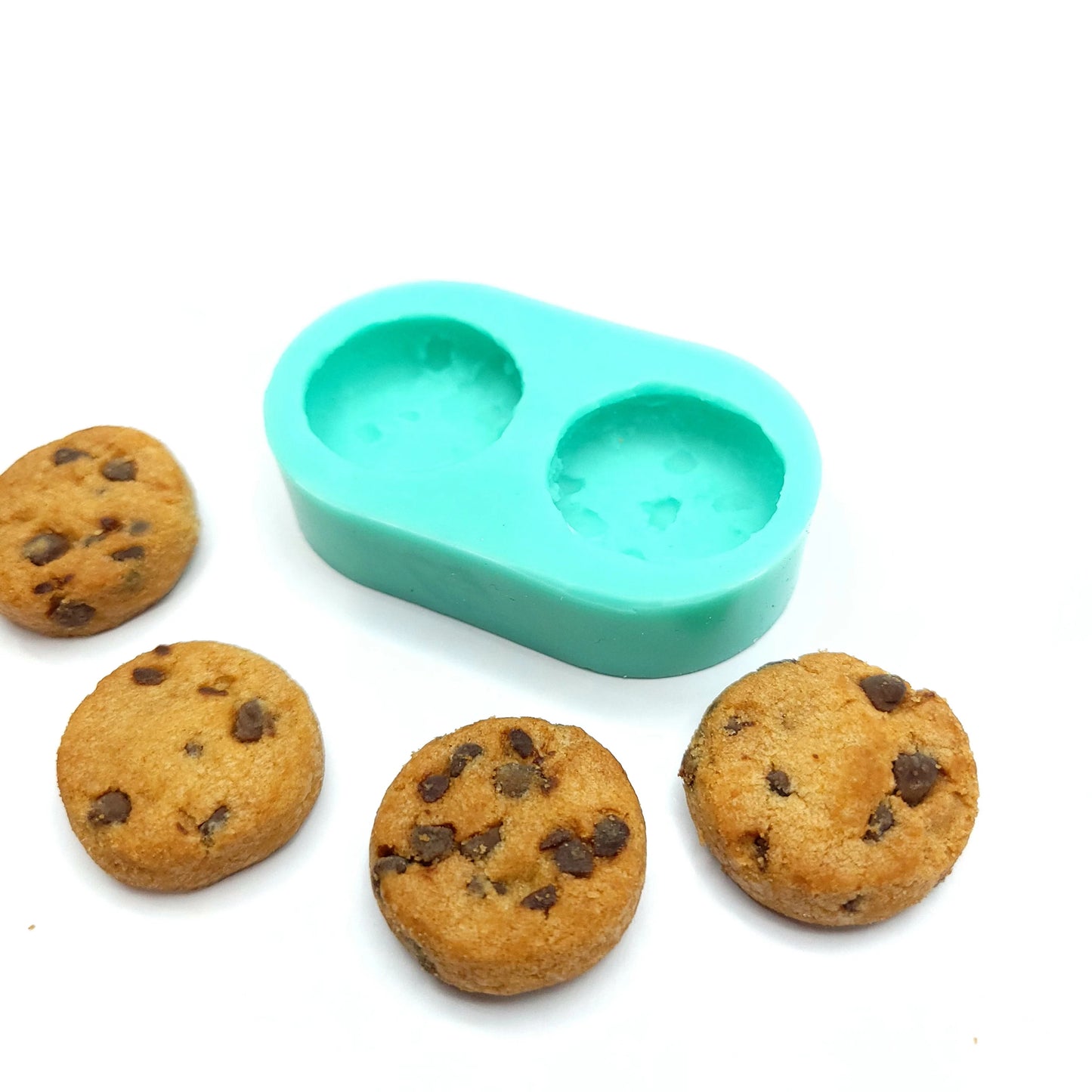 Chocolate chips cookie silicone mold, 2 cavities Silicone Mold cookies soap embeds, candle embeds cookies mold NC003