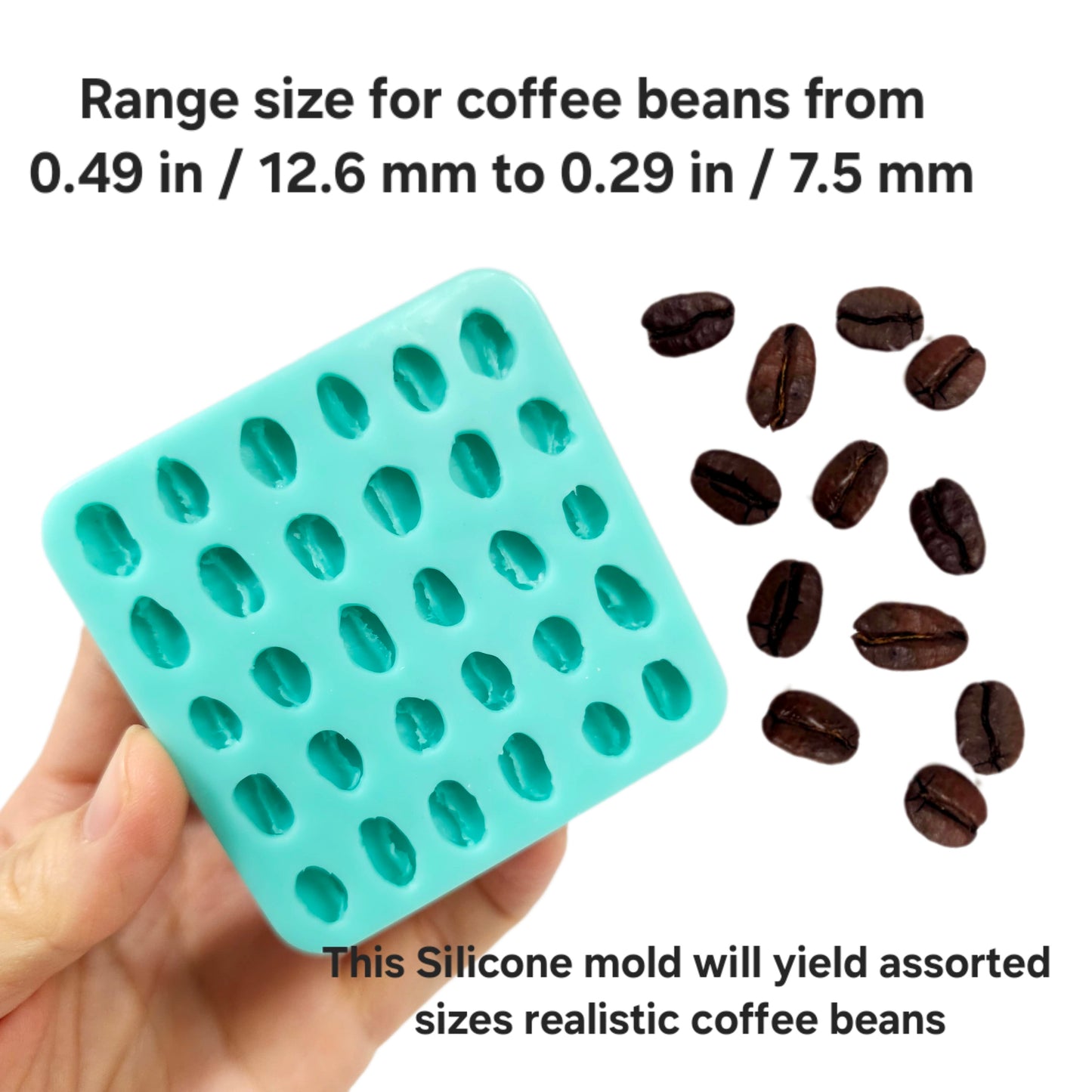 Coffee beans (Real size coffee beans) Silicone mold, 30 cavities coffee beans silicone mold NC050