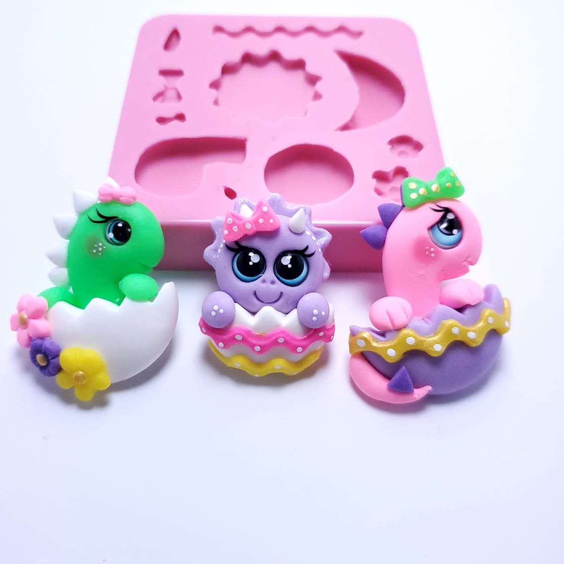 Cute Dino on Egg Easter Multi-Project Silicone Mold MS214 for Crafts & Baking