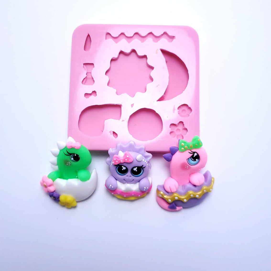 Cute Dino on Egg Easter Multi-Project Silicone Mold MS214 for Crafts & Baking