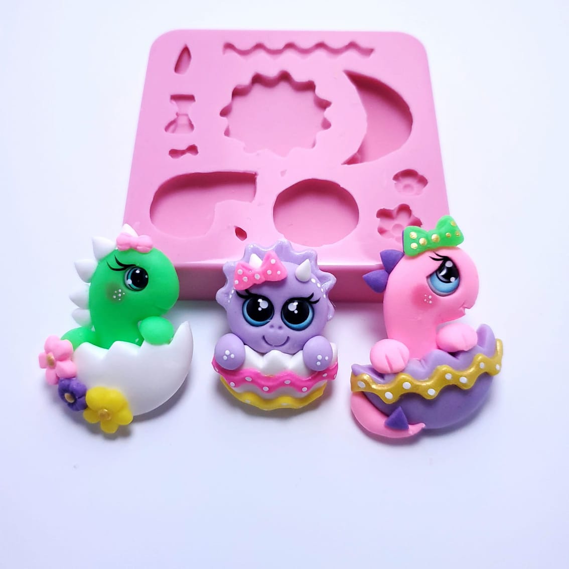 Cute Dino on Egg Easter Multi-Project Silicone Mold MS214 for Crafts & Baking