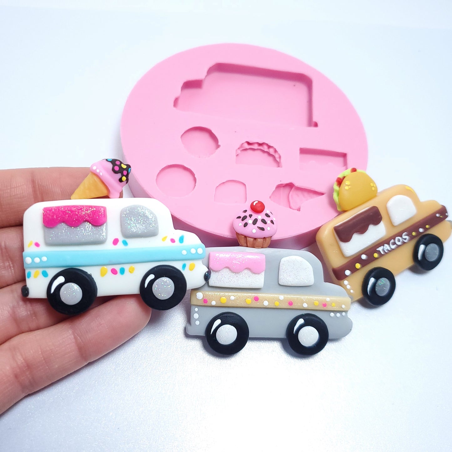 Food Truck Silicone Mold Ice Cream Tacos Cupcake Miniatures MS017
