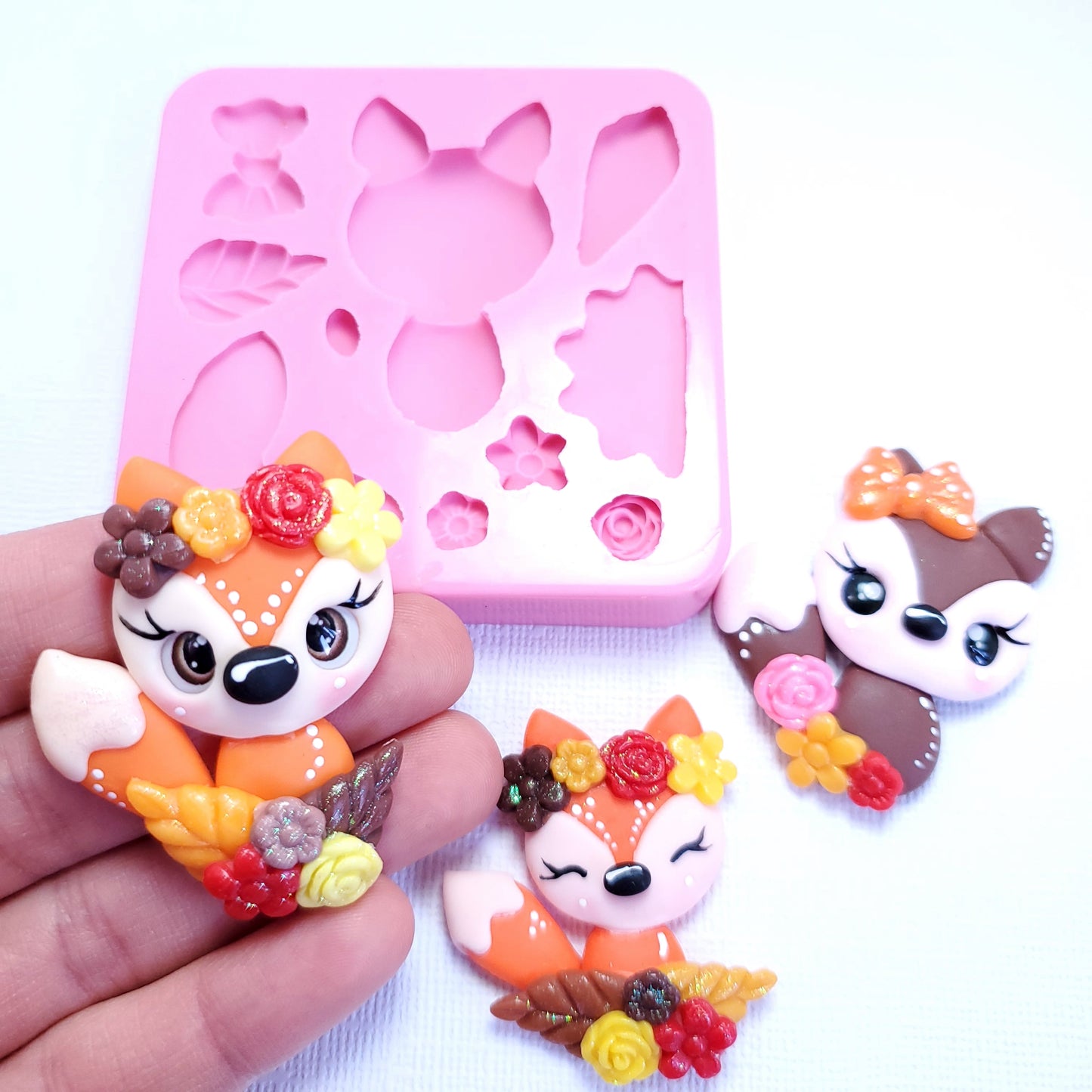 Cute Fox Multi-Project Silicone Mold for Crafts Baking Resin Clay MS031